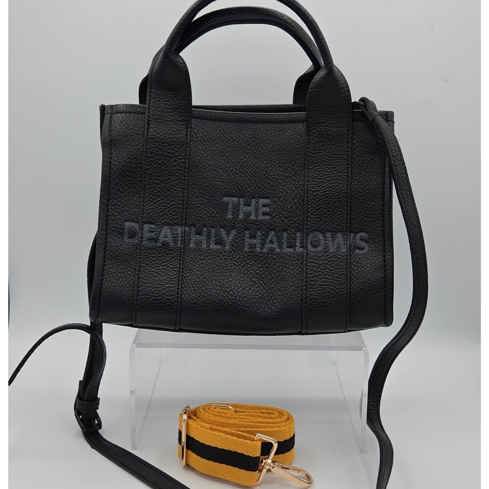 Harry Potter The Deathly Hallows Black Tote Bag Crossbody Handbag Hufflepuff